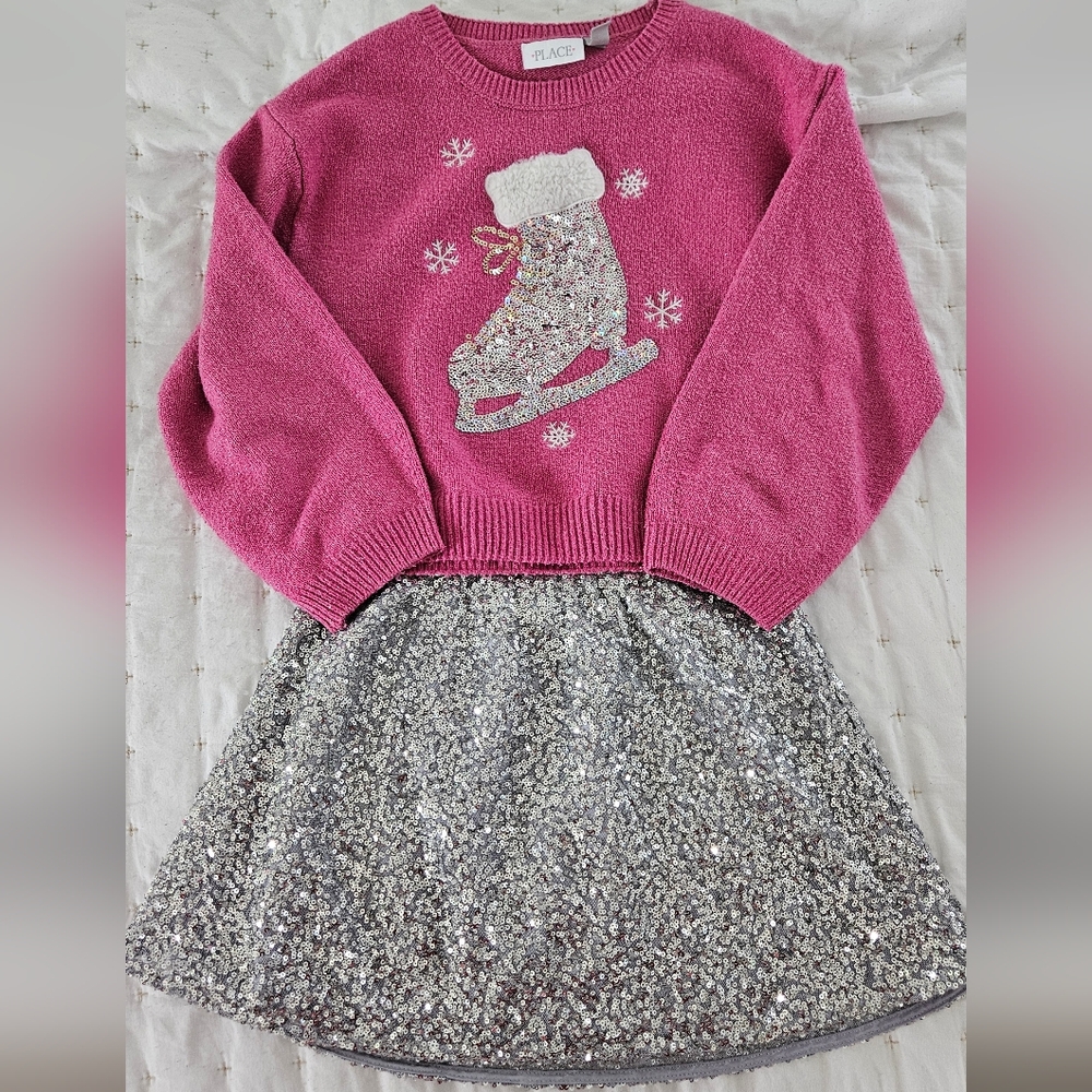 Girl's Sequin Winter Sweater Set